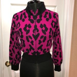St.John knit blazer bomber pink black  sz P XS
